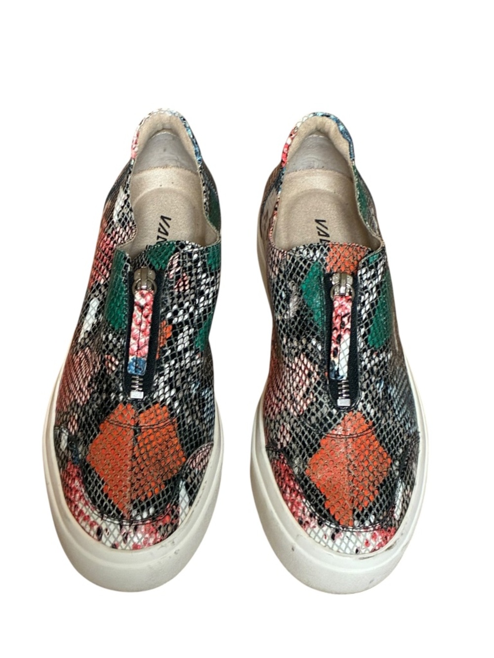 Vaneli Sport front-zip sneakers faux-snakeskin Size 8 1/2